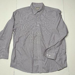 Duluth Trading Shirt Mens XL Maroon White Check Button Up Long Sleeve Casual